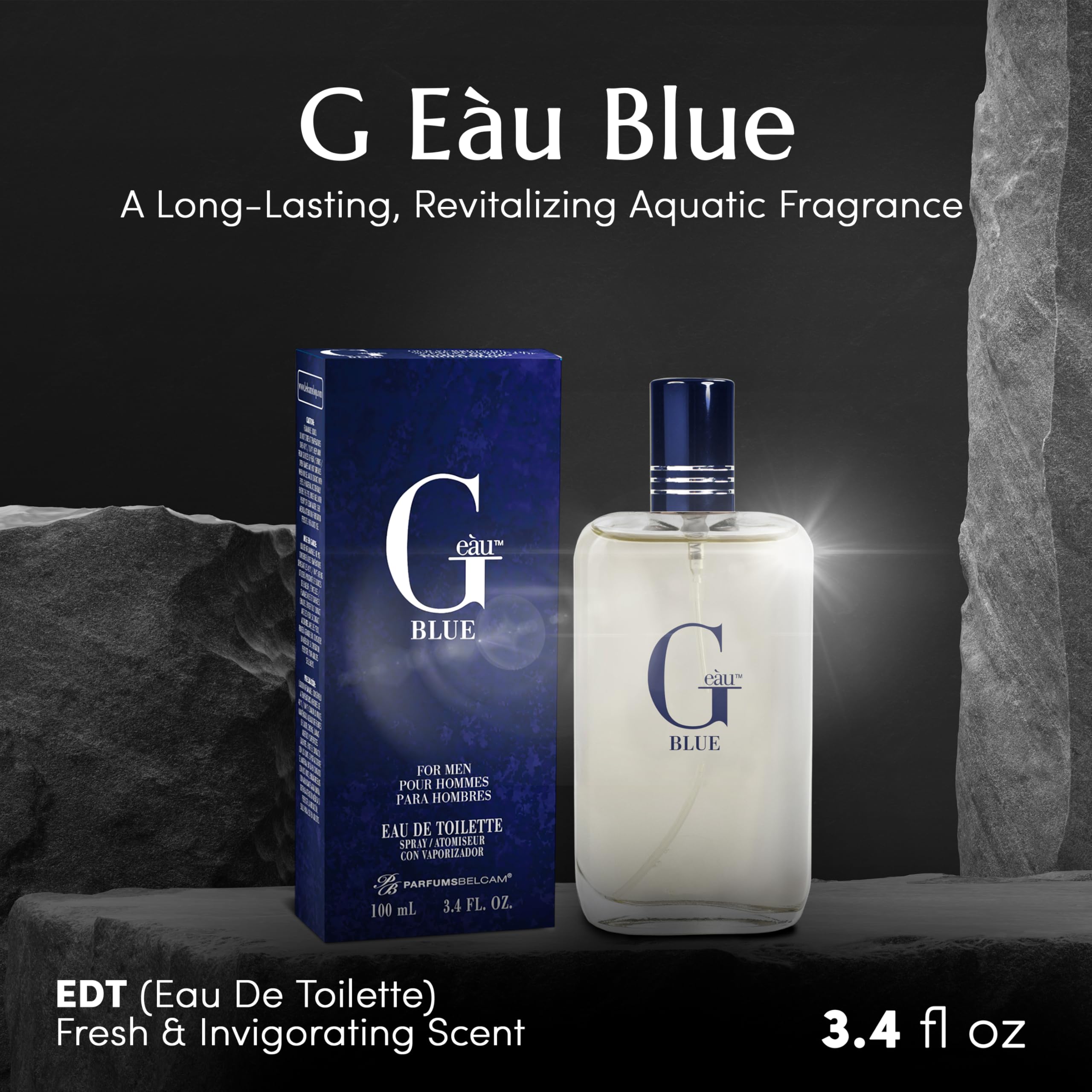 PB ParfumsBelcam G Eau Blue 3.4 Fluid Ounces fresh blue summer fragrance for men