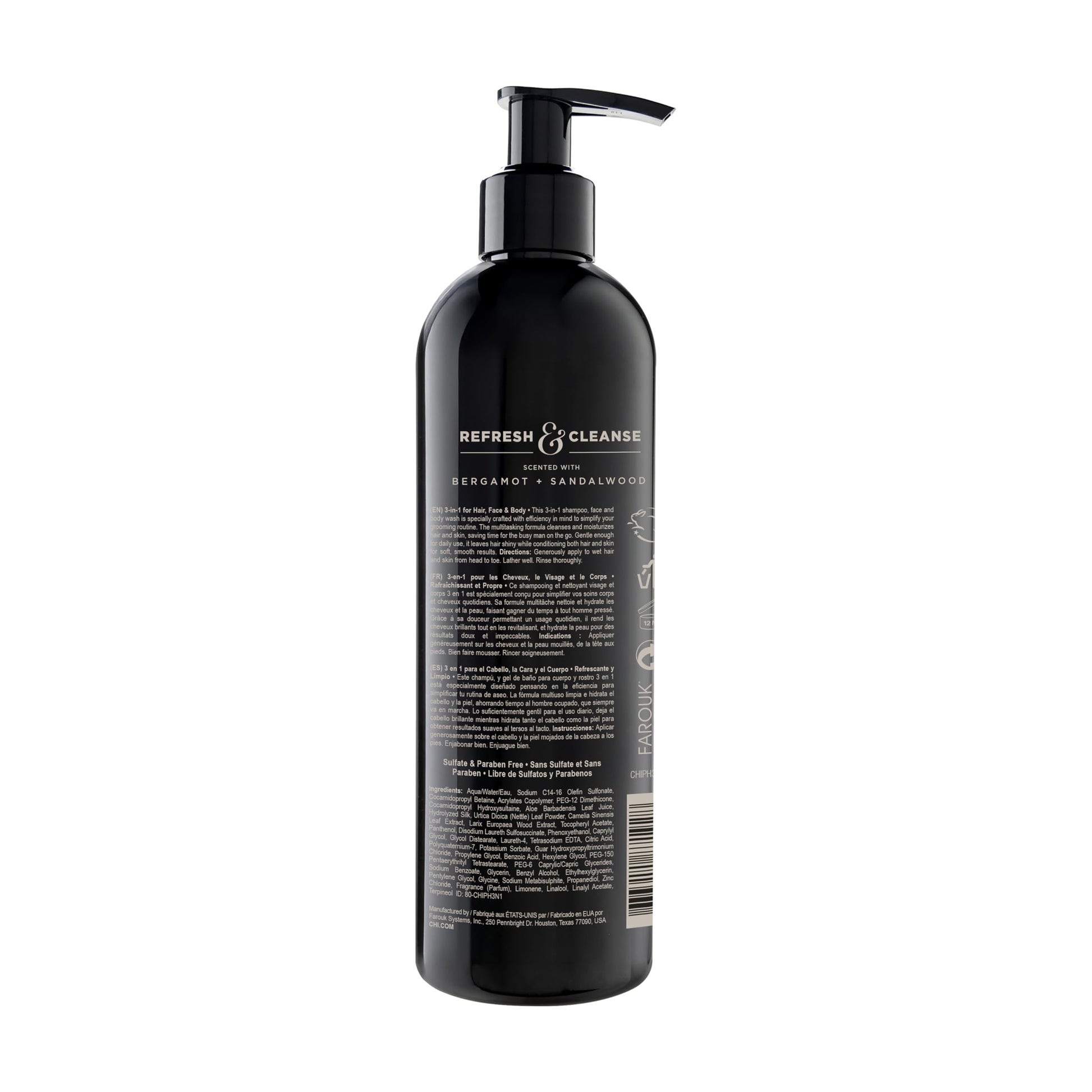 Sulfate free premium mens multitasking body wash and shampoo from CHI