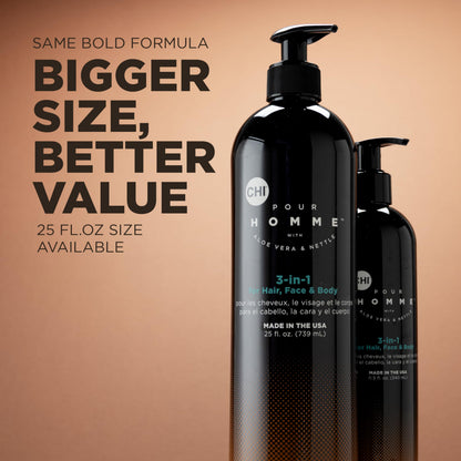 All in one shampoo face wash and body gel for active men