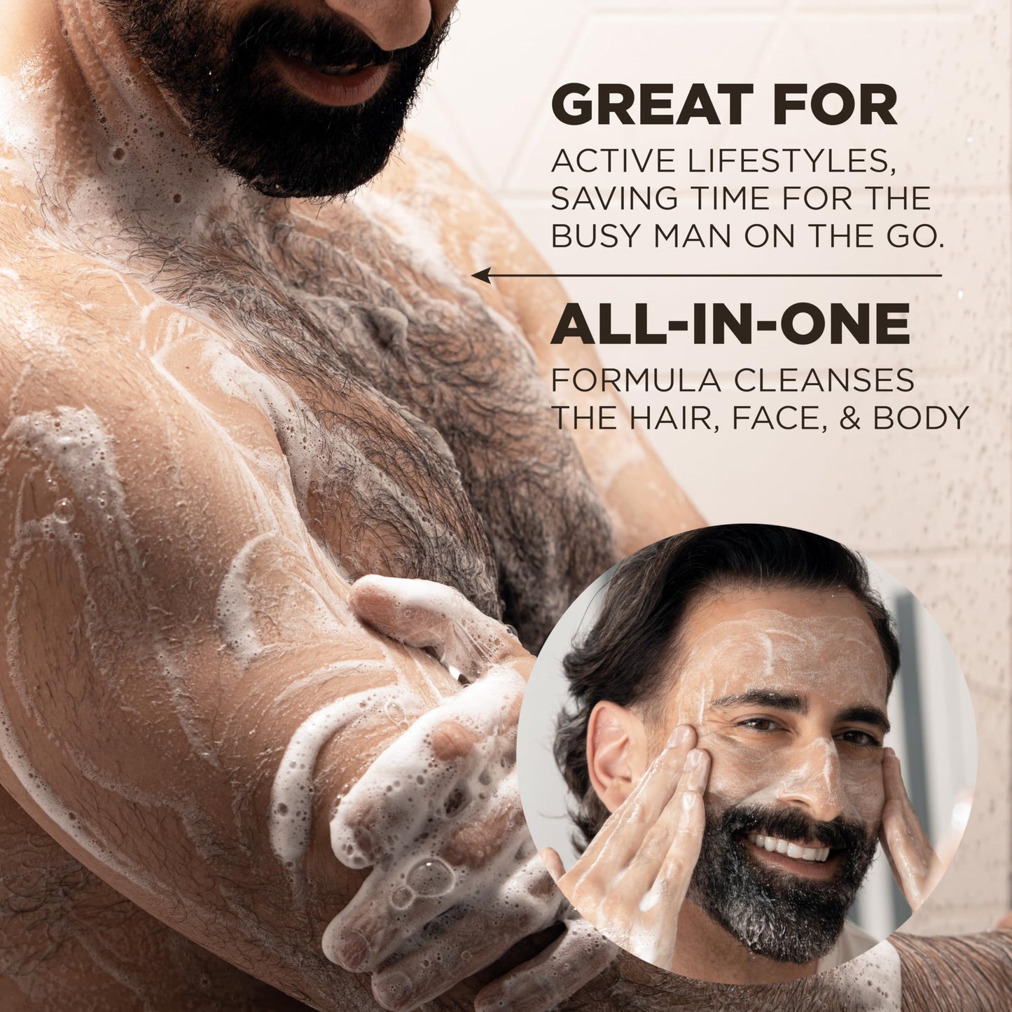 Premium imported hair and skin care cleanser for men
