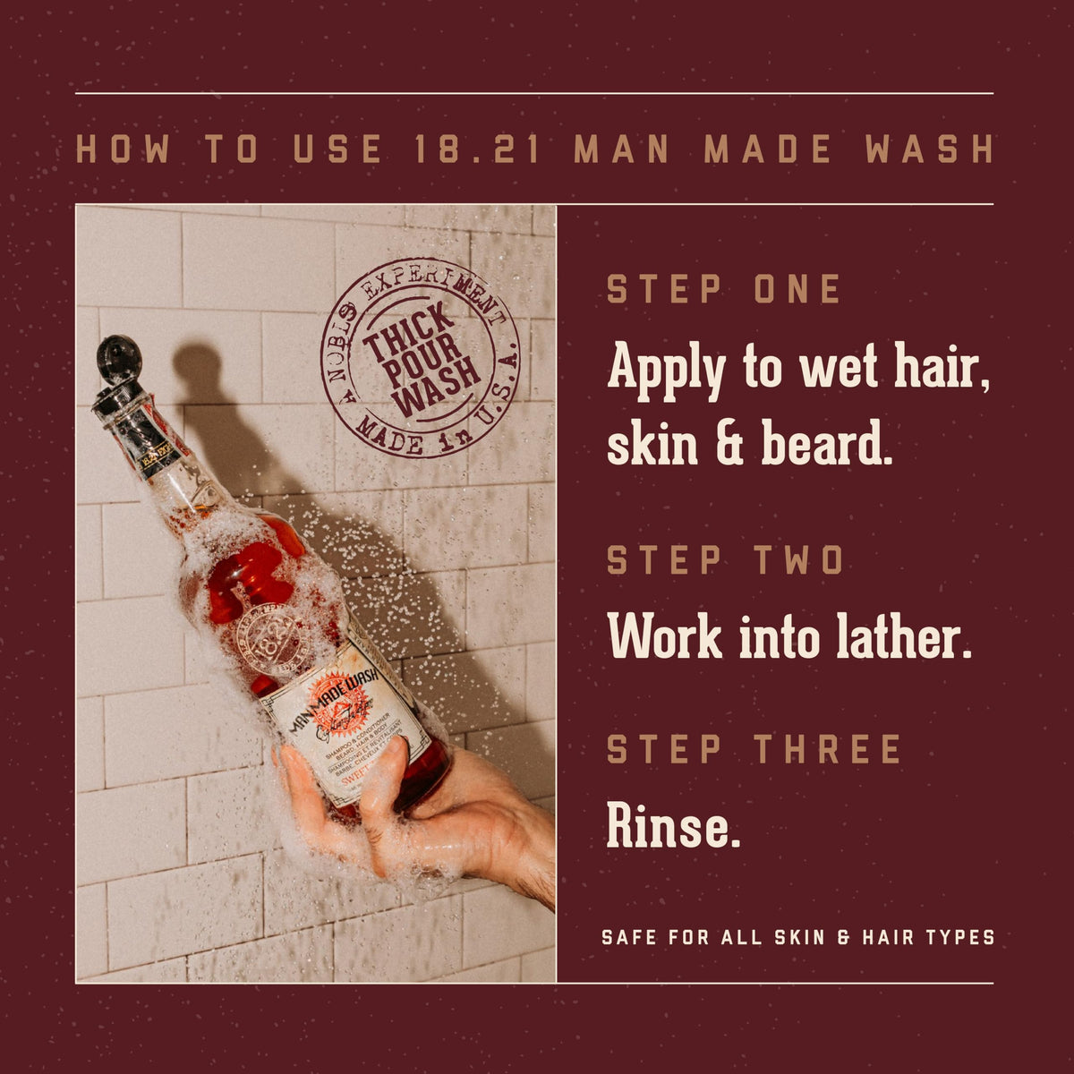 18.21 Man Made Absolute Mahogany shampoo and conditioner side profile