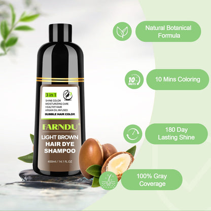 FARNDU professional home hair coloring system bottle graphics showing fade resistant qualities