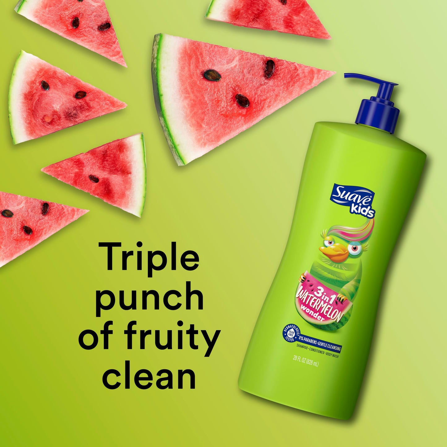 Dermatologist tested paraben free kid friendly body wash and detangling shampoo.