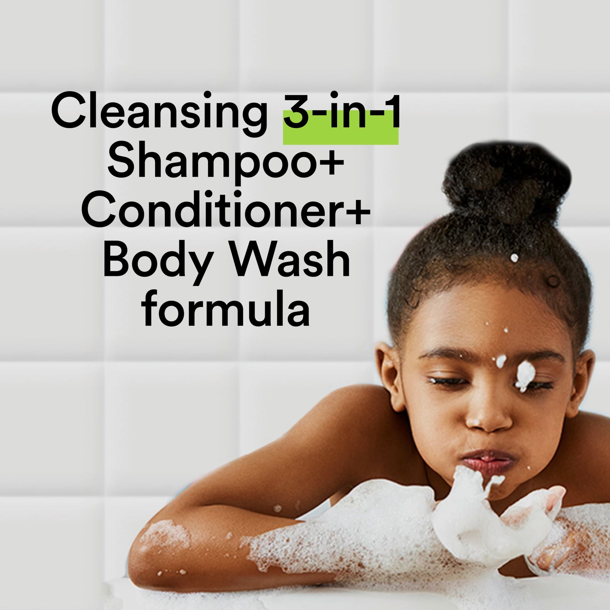 Hypoallergenic fruit scented children shower gel and hair cleanser combination pack.