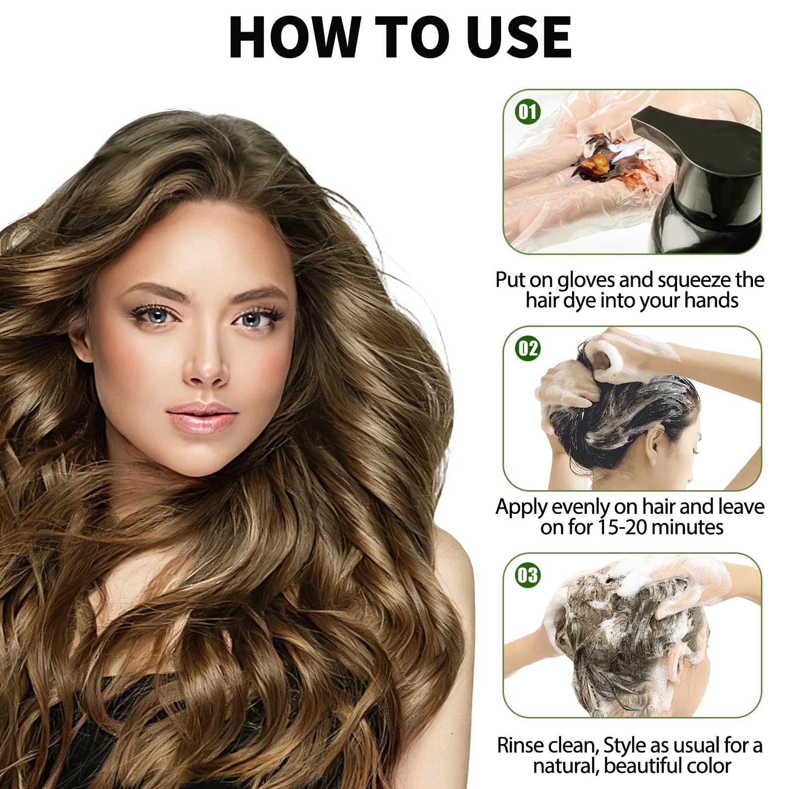 Liquid texture of the 3 in 1 hair color shampoo mix on palm.