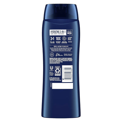 Suave Men Hydrating three in one shower gel pack of six bottles for men.