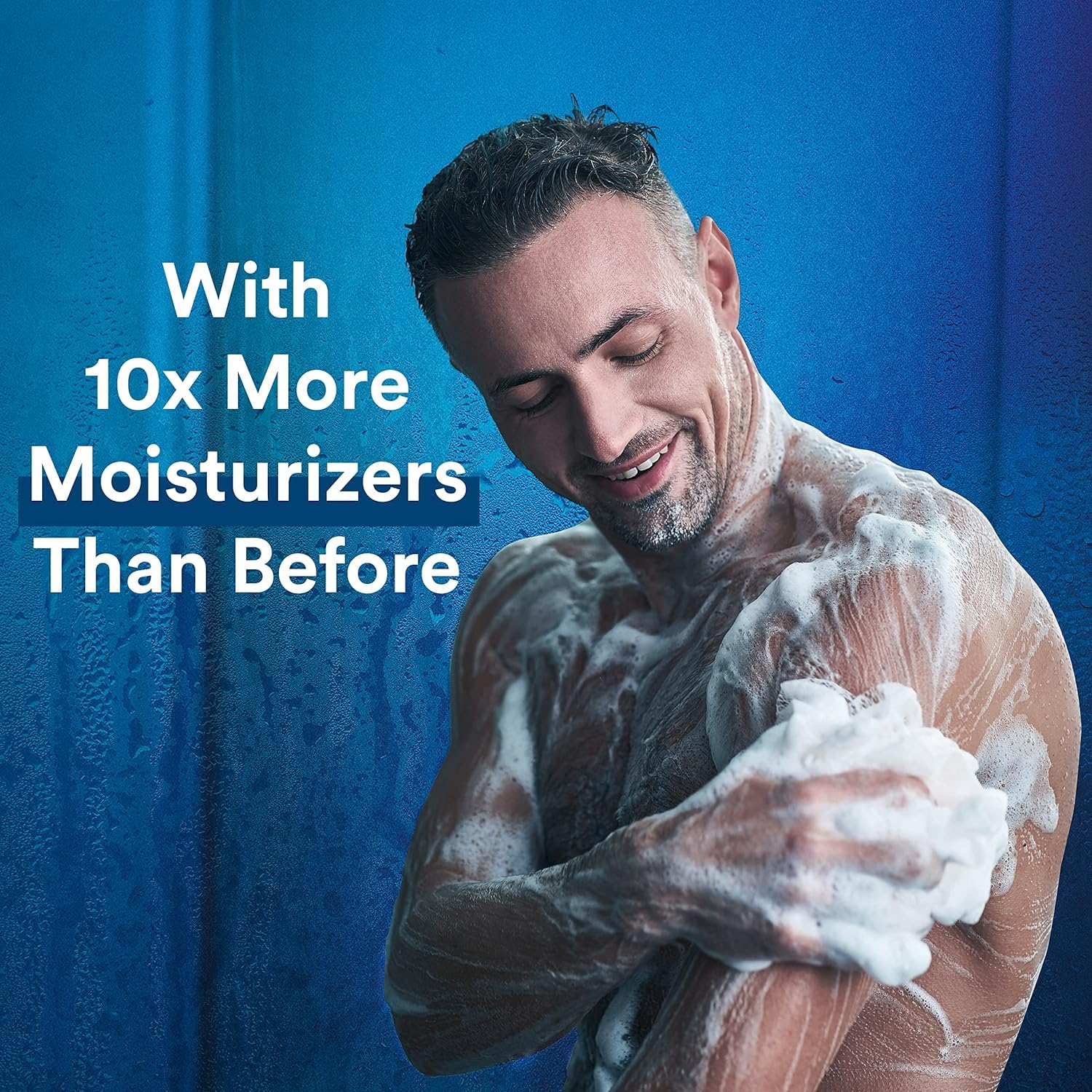 Suave Men paraben free multi purpose daily shower cleanser close up.