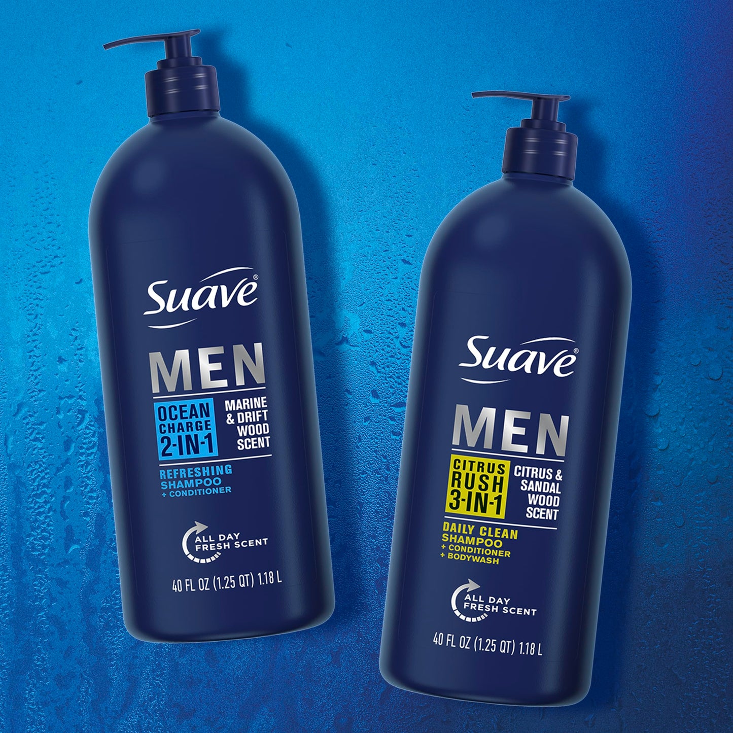 Suave Men Citrus Rush shampoo and body wash back label ingredient facts