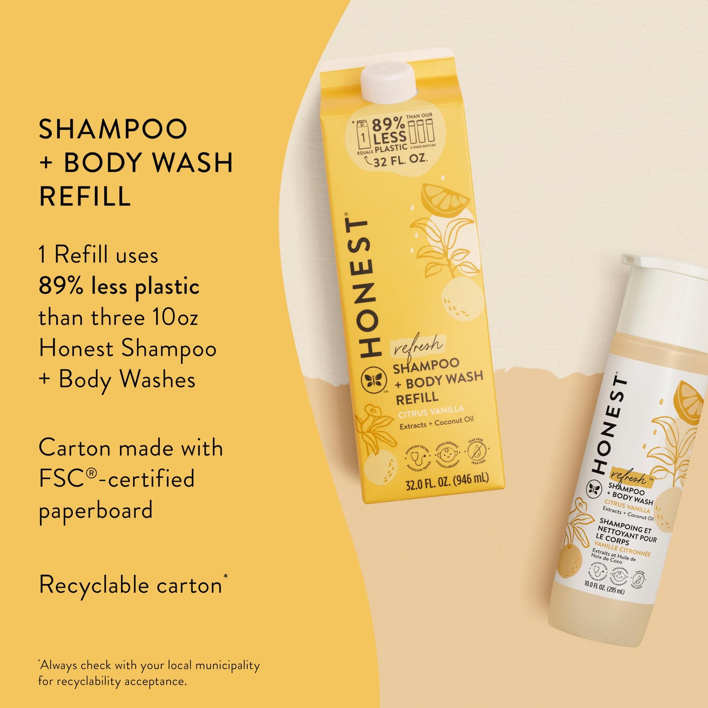 The Honest Company tear-free hypoallergenic baby wash eco-friendly paper packaging