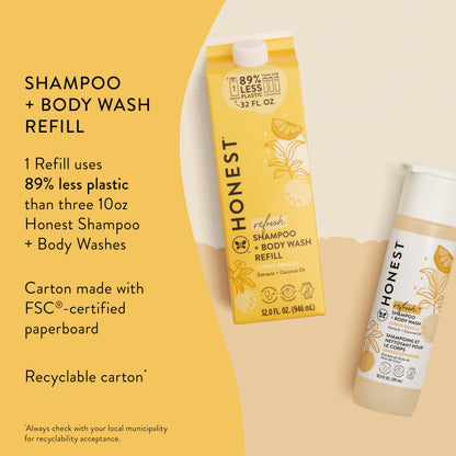The Honest Company tear-free hypoallergenic baby wash eco-friendly paper packaging