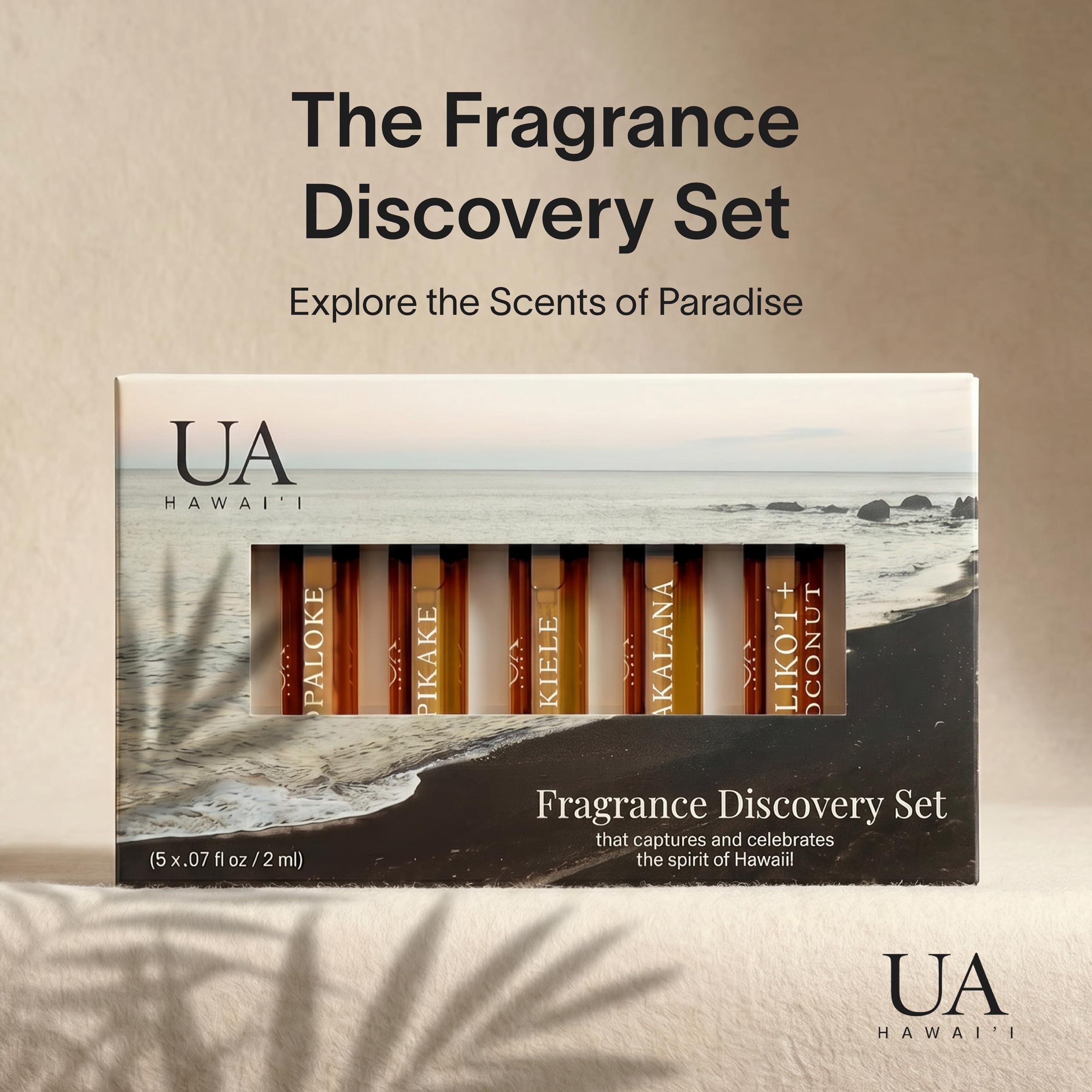 Ua Body island-inspired botanical fragrance mist packaging detail view