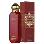 Unisex luxury woody aromatic body spray by Lattafa displaying authentic packaging and Middle Eastern fragrance design