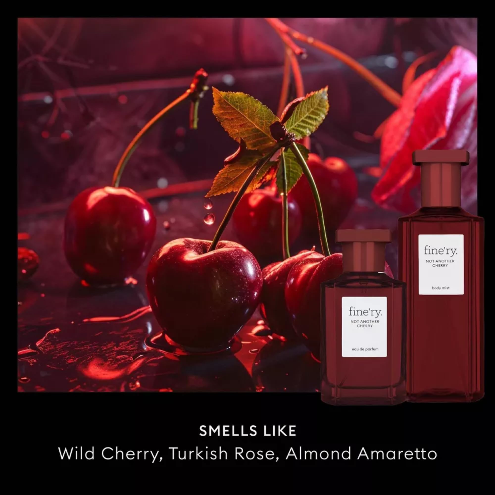 Fine'ry Not Another Cherry fragrance mist bottle branding