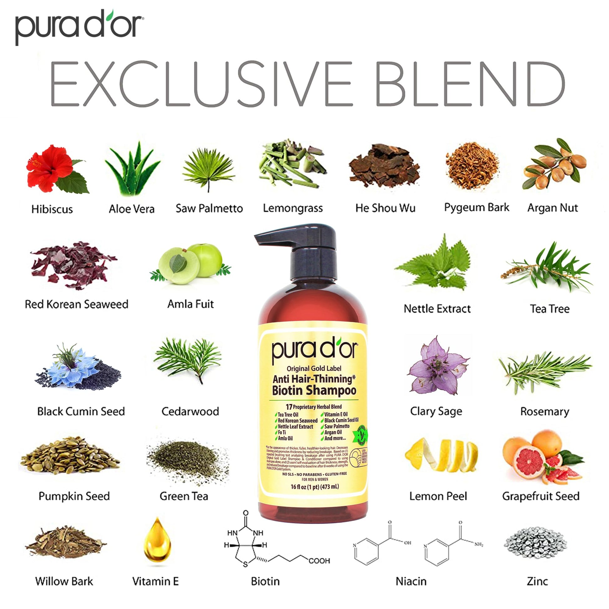 Authentic Pura D'or shampoo USA imported for Indian customers