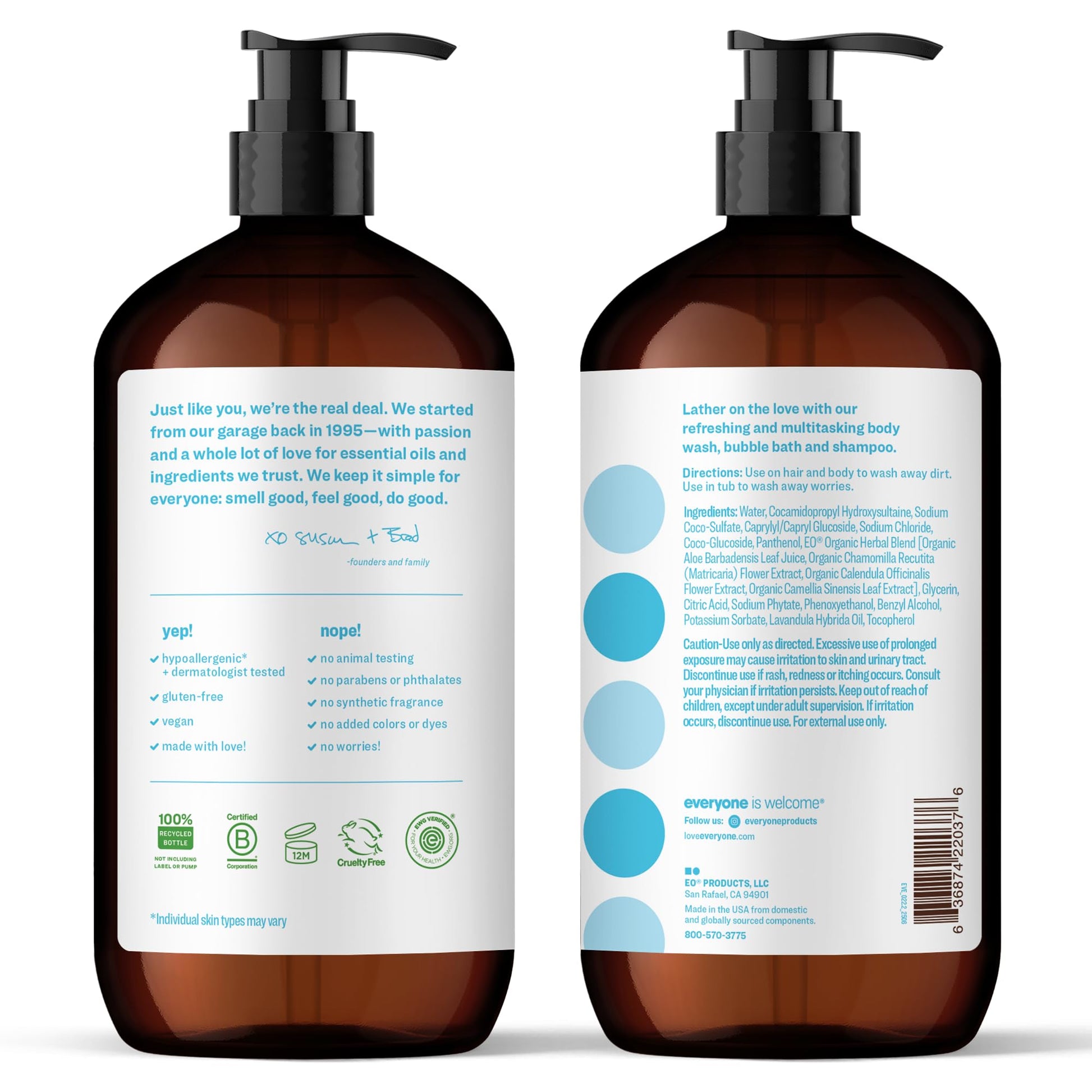 Everyone 3-in-1 body wash and shampoo bottle packaging