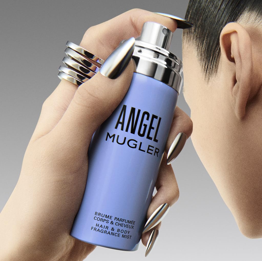 Close up of Mugler Angel hair and body mist 3.3 fluid ounces