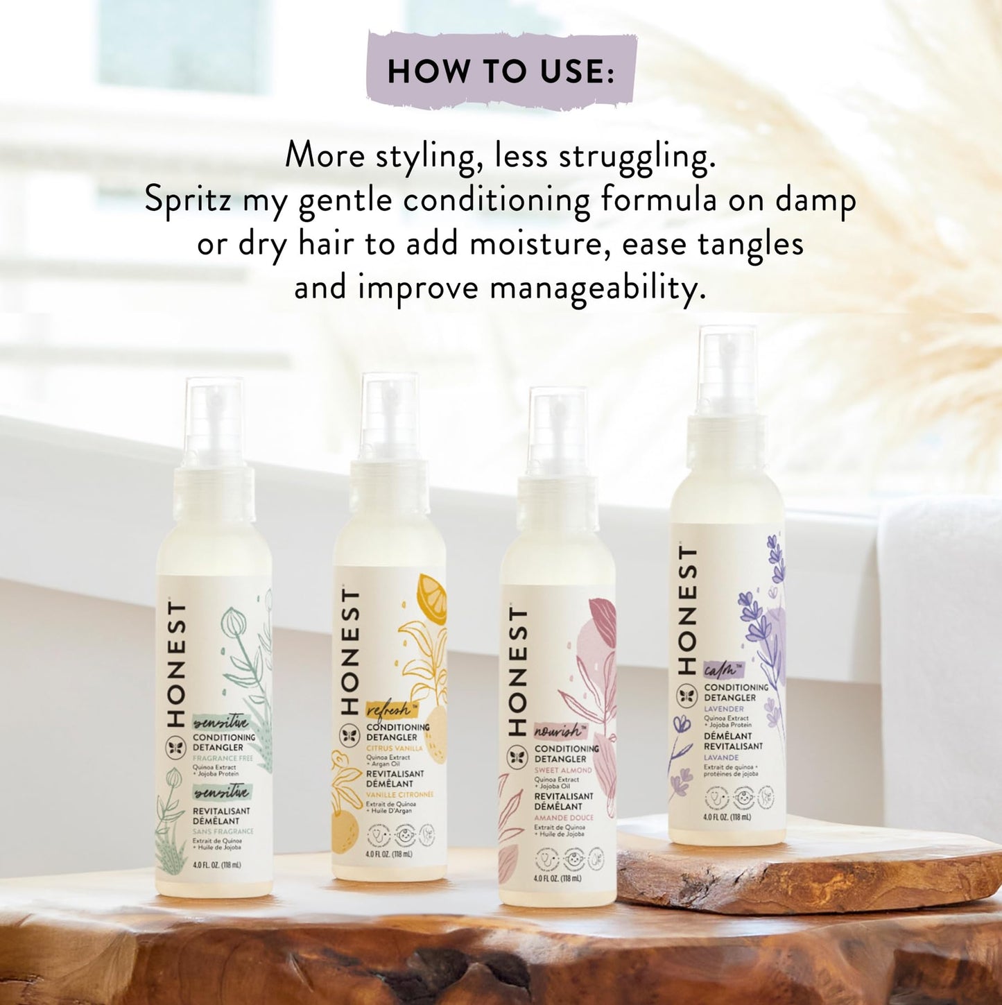The Honest Company conditioning mist bottle side view