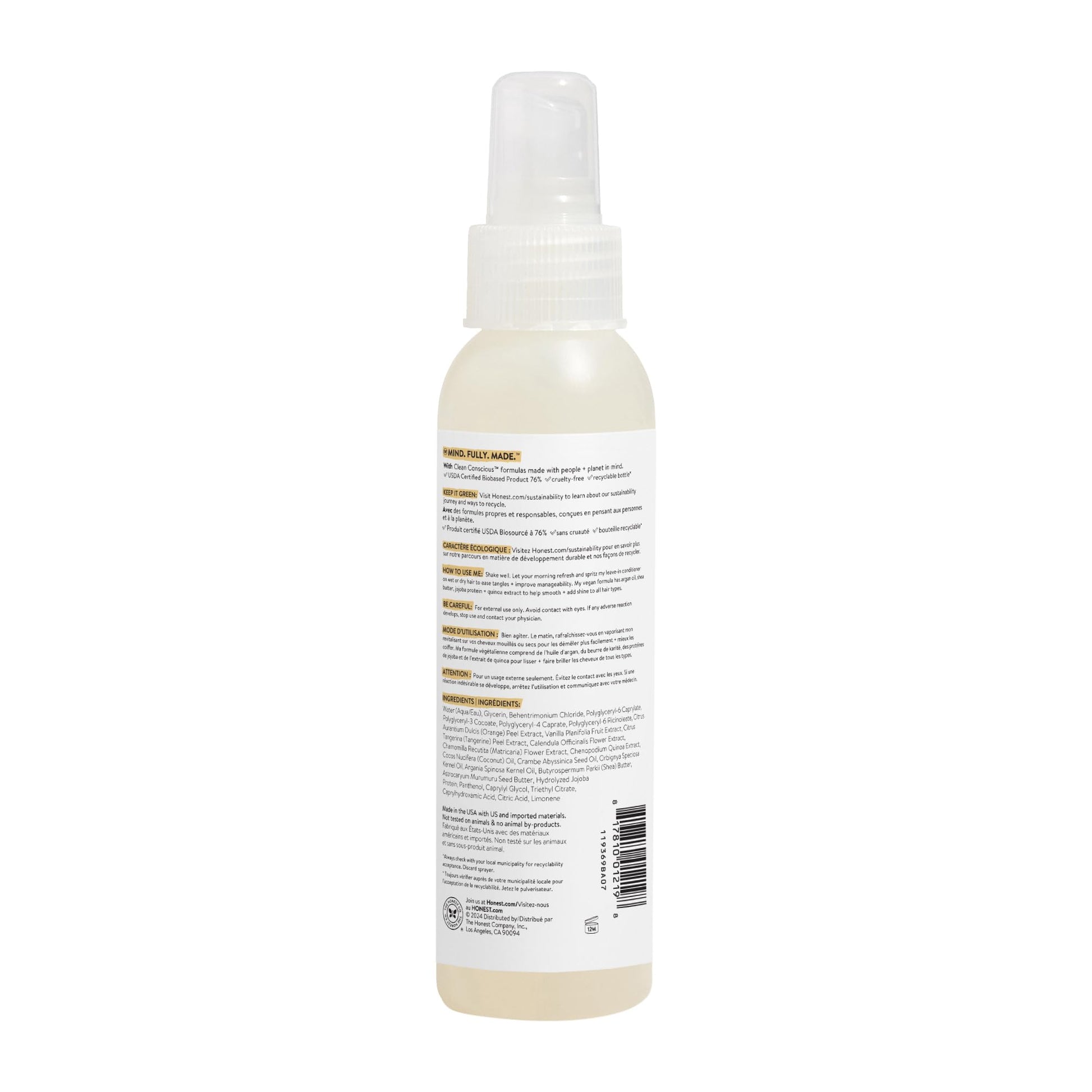 The Honest Company citrus vanilla refresh conditioning spray for kids and adults