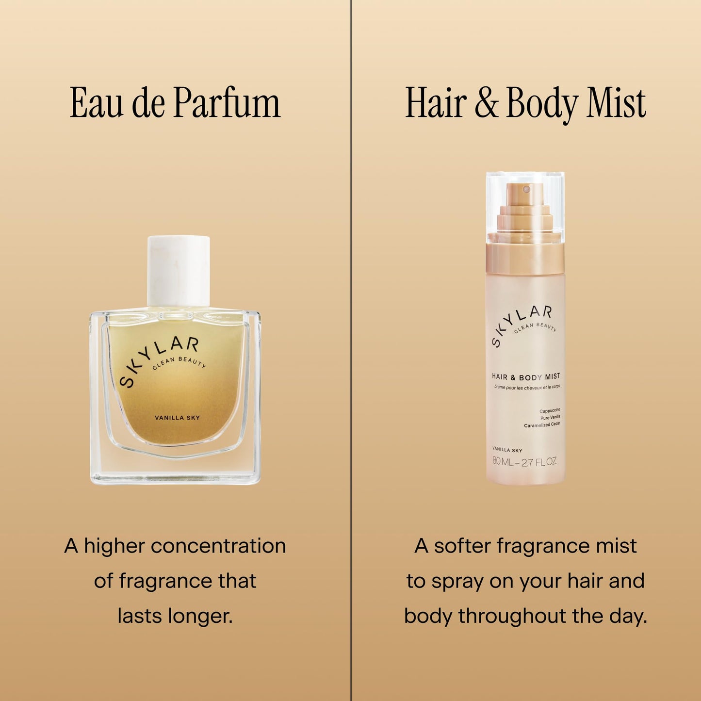 Lifestyle shot of Skylar Vanilla Sky hair and body mist