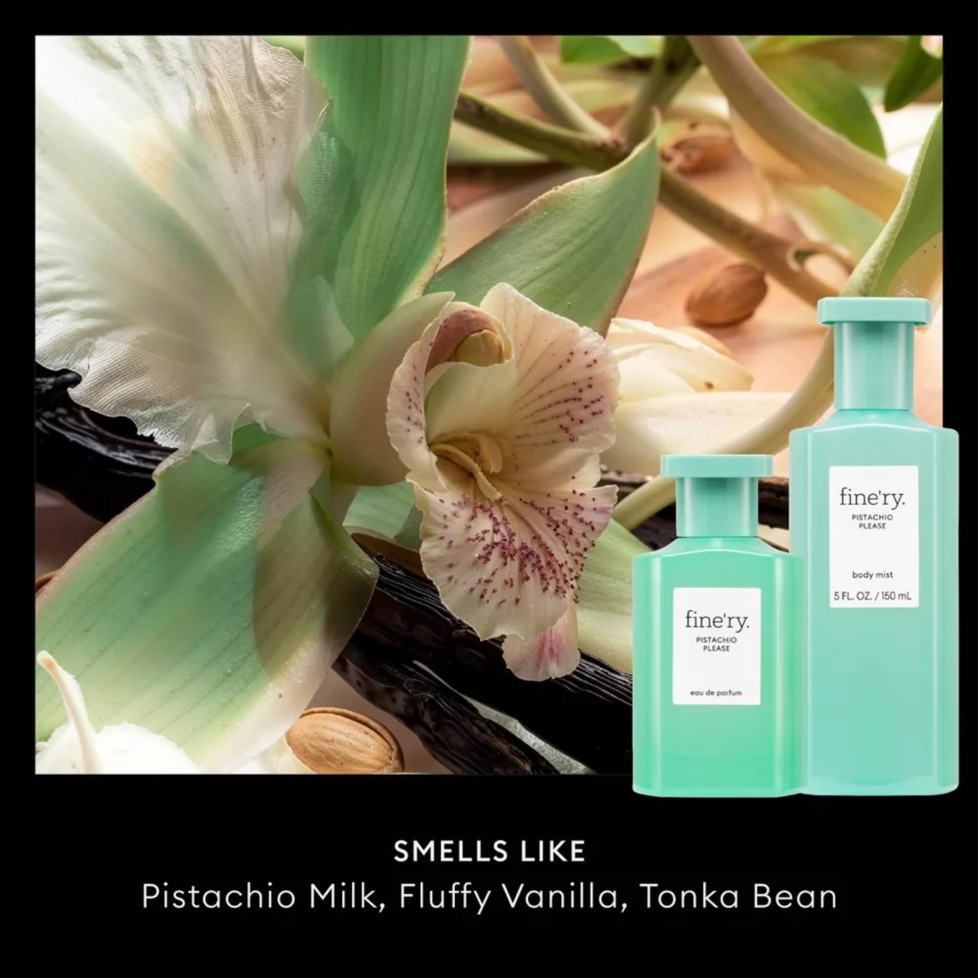 Fine'ry USA imported warm pistachio milk and vanilla fragrance spray