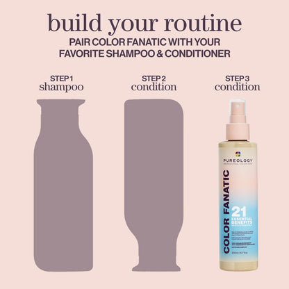 Pureology Color Fanatic bottle against professional salon background