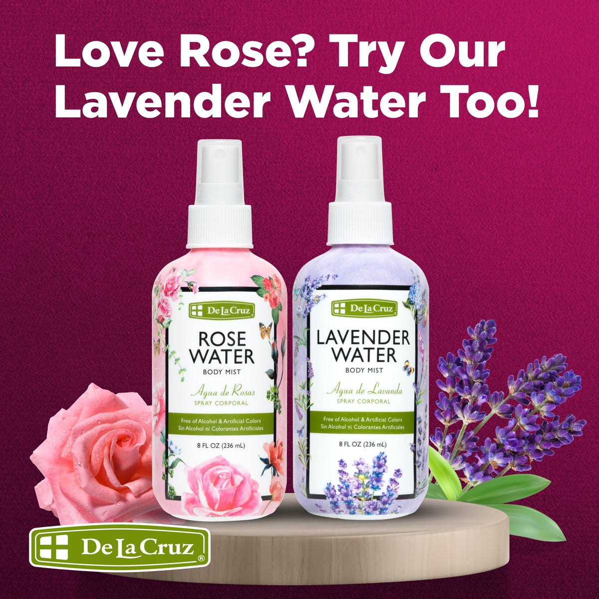 USA imported De La Cruz rose water mist bottle details