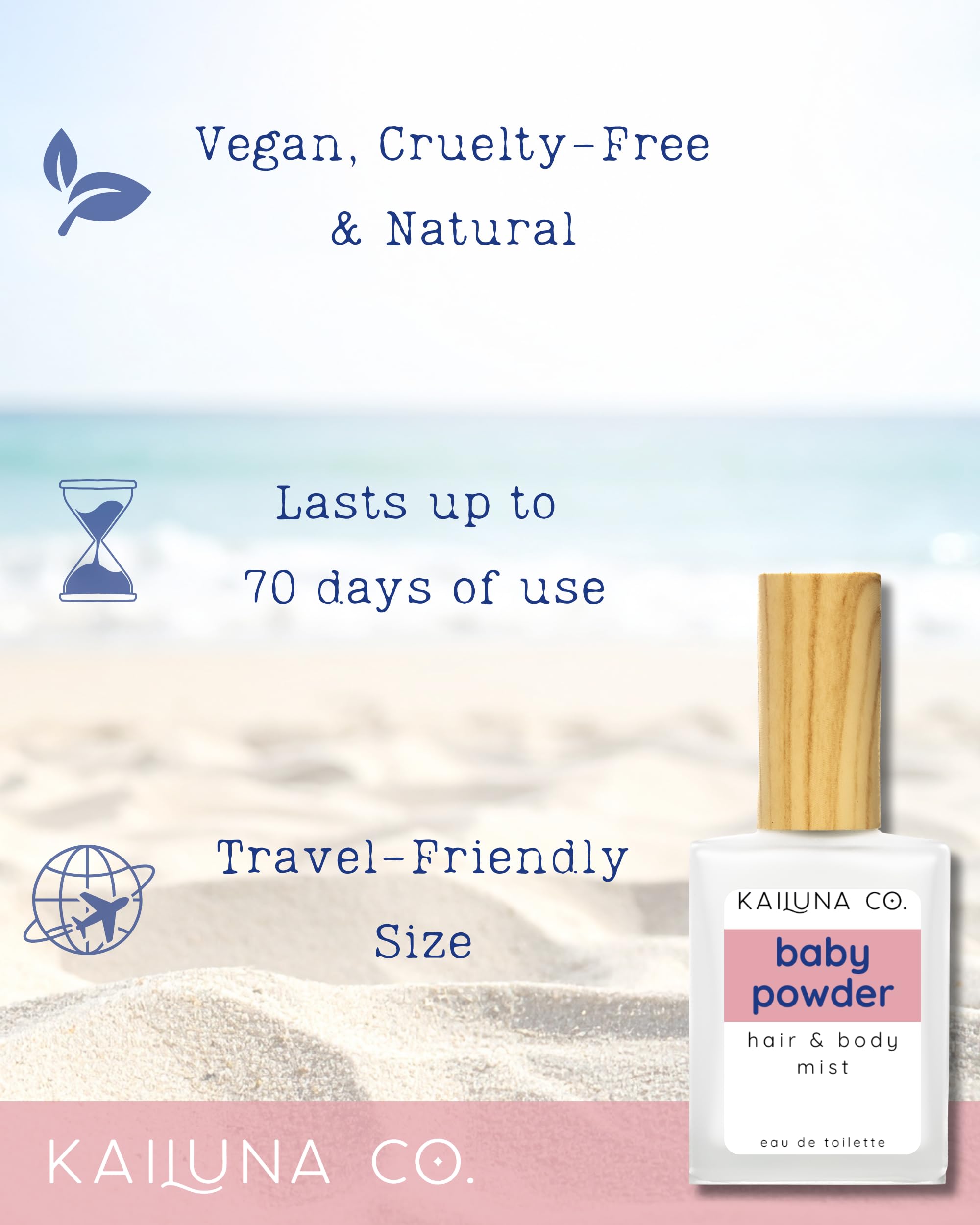 Kailuna Co. 0.5 fluid ounce baby powder mist bottle details