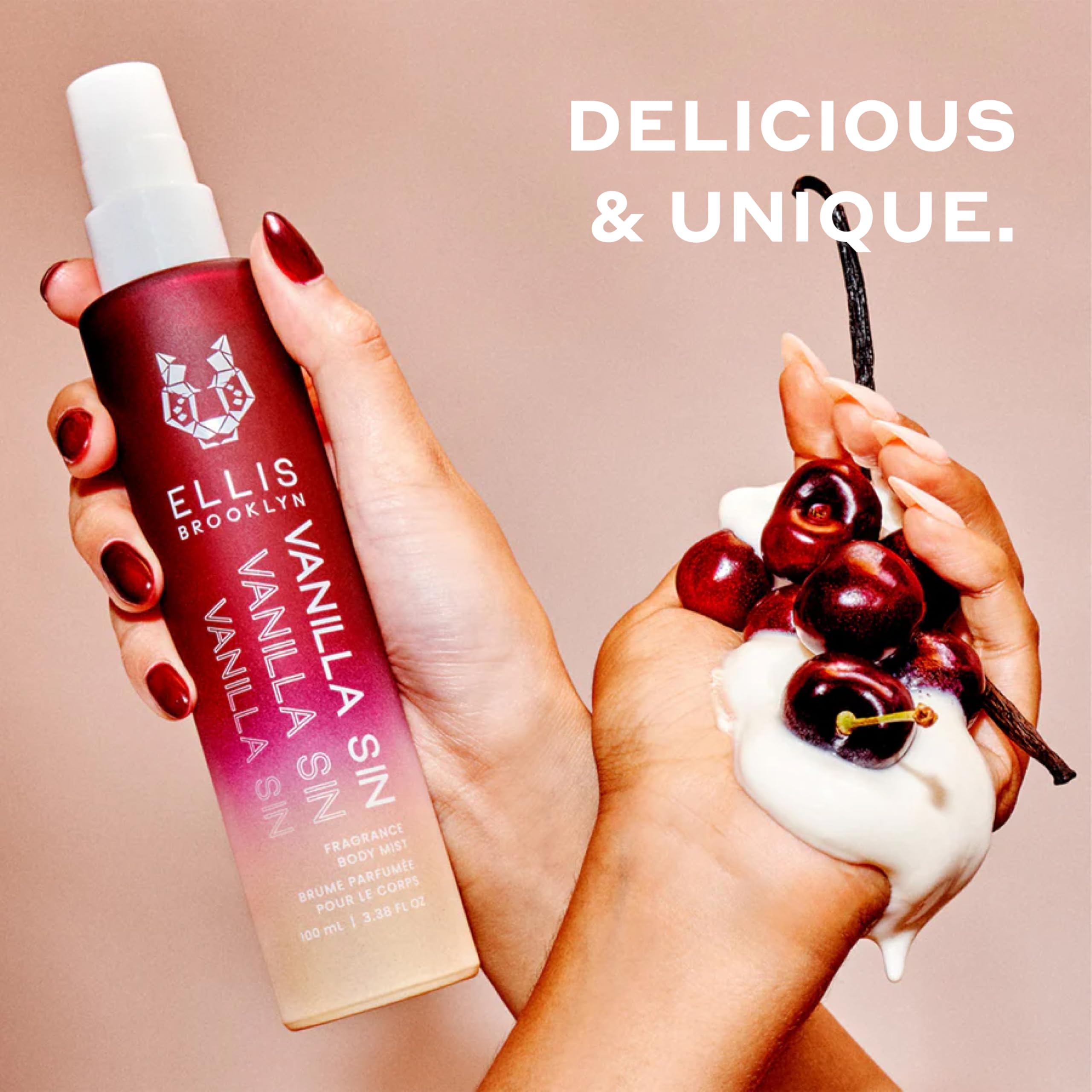Ellis Brooklyn Vanilla Sin 100ml ombre glass bottle showcasing premium cherry and vanilla perfume