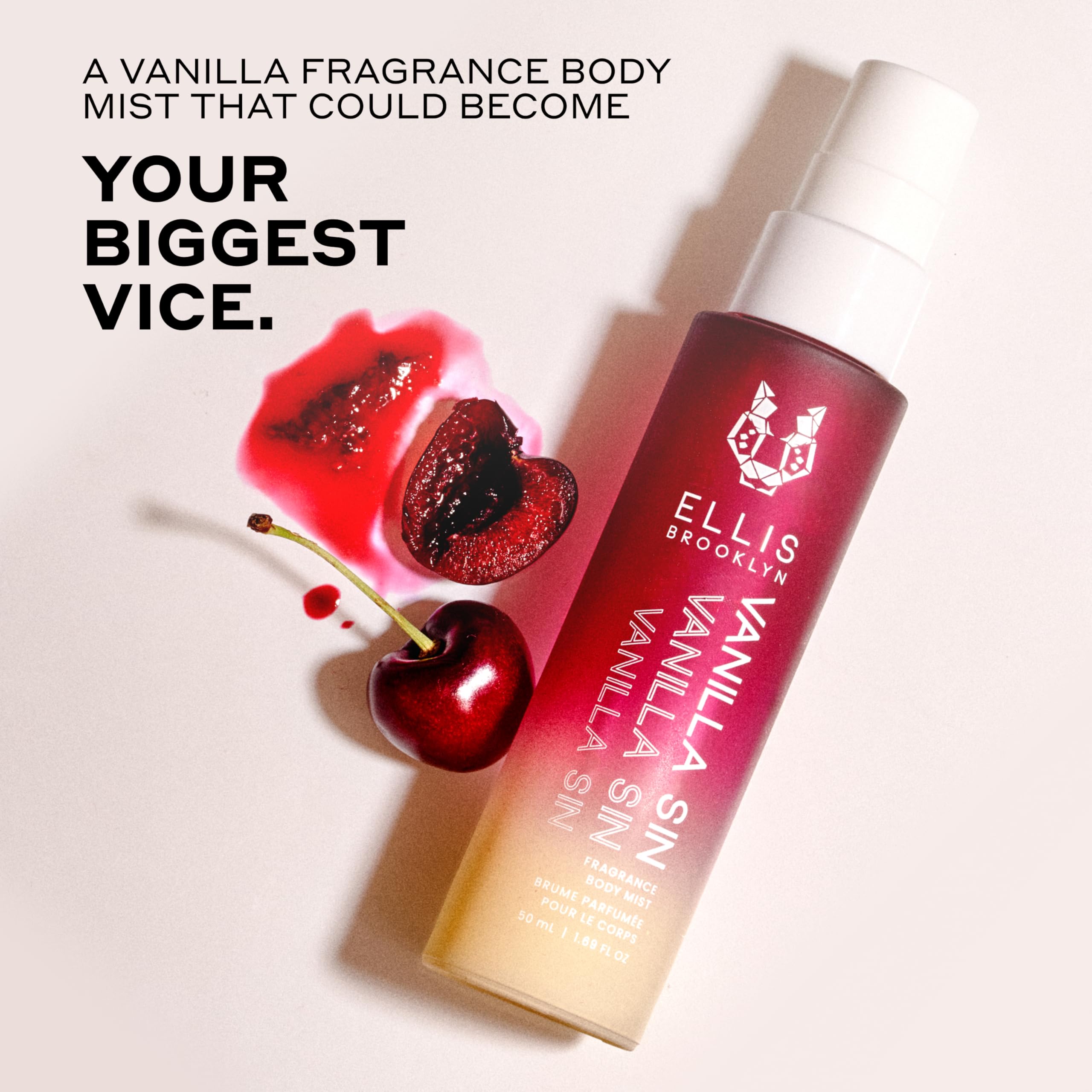 Ellis Brooklyn Vanilla Sin clean vegan body spray product presentation