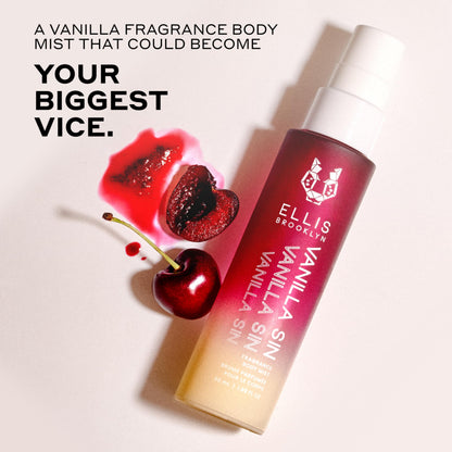 Ellis Brooklyn Vanilla Sin clean vegan body spray product presentation