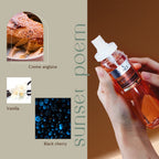 Close up of Aqua Blance body mist bottle labels