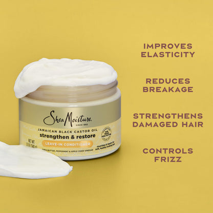 Back label of Shea Moisture Jamaican Black Castor Oil conditioner showing ingredients