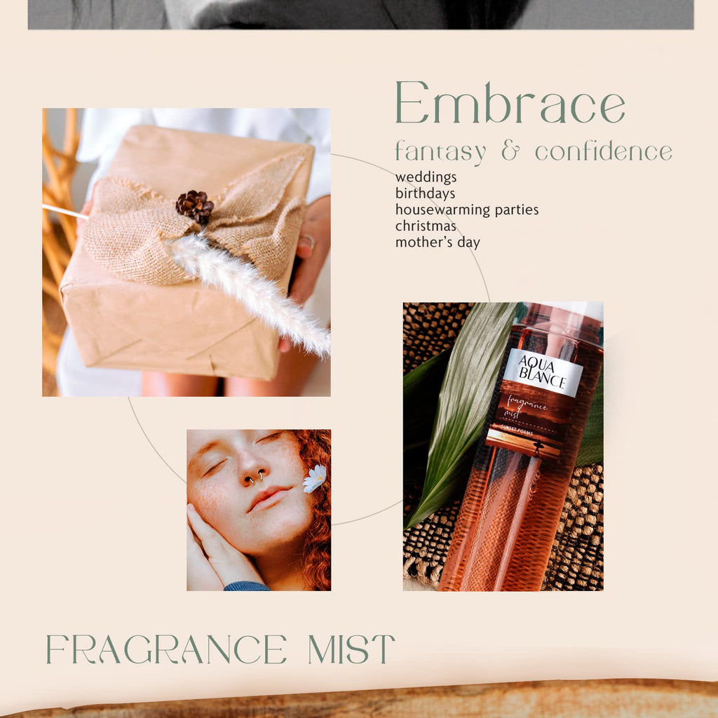 Three Aqua Blance fragrance bottles arranged elegantly