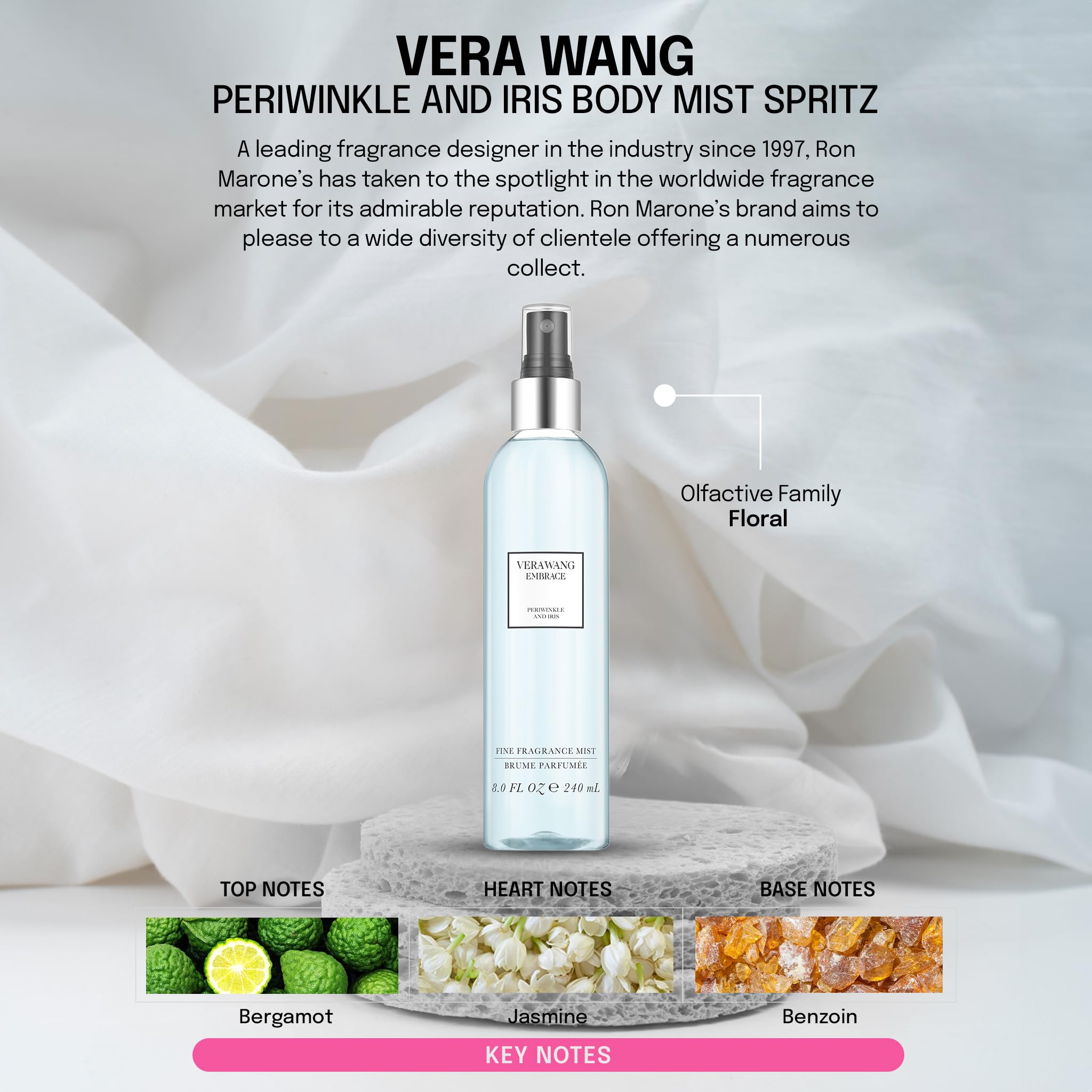 Side profile of Vera Wang Embrace floral body spray for women