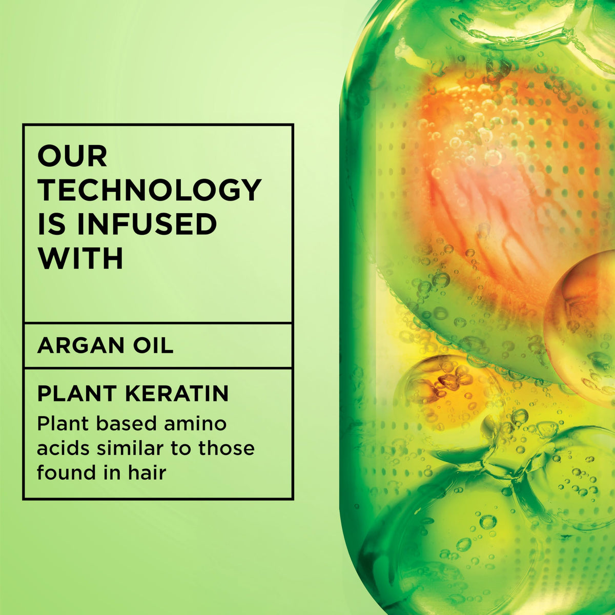 Application demonstration of Garnier leave in conditioner on hair