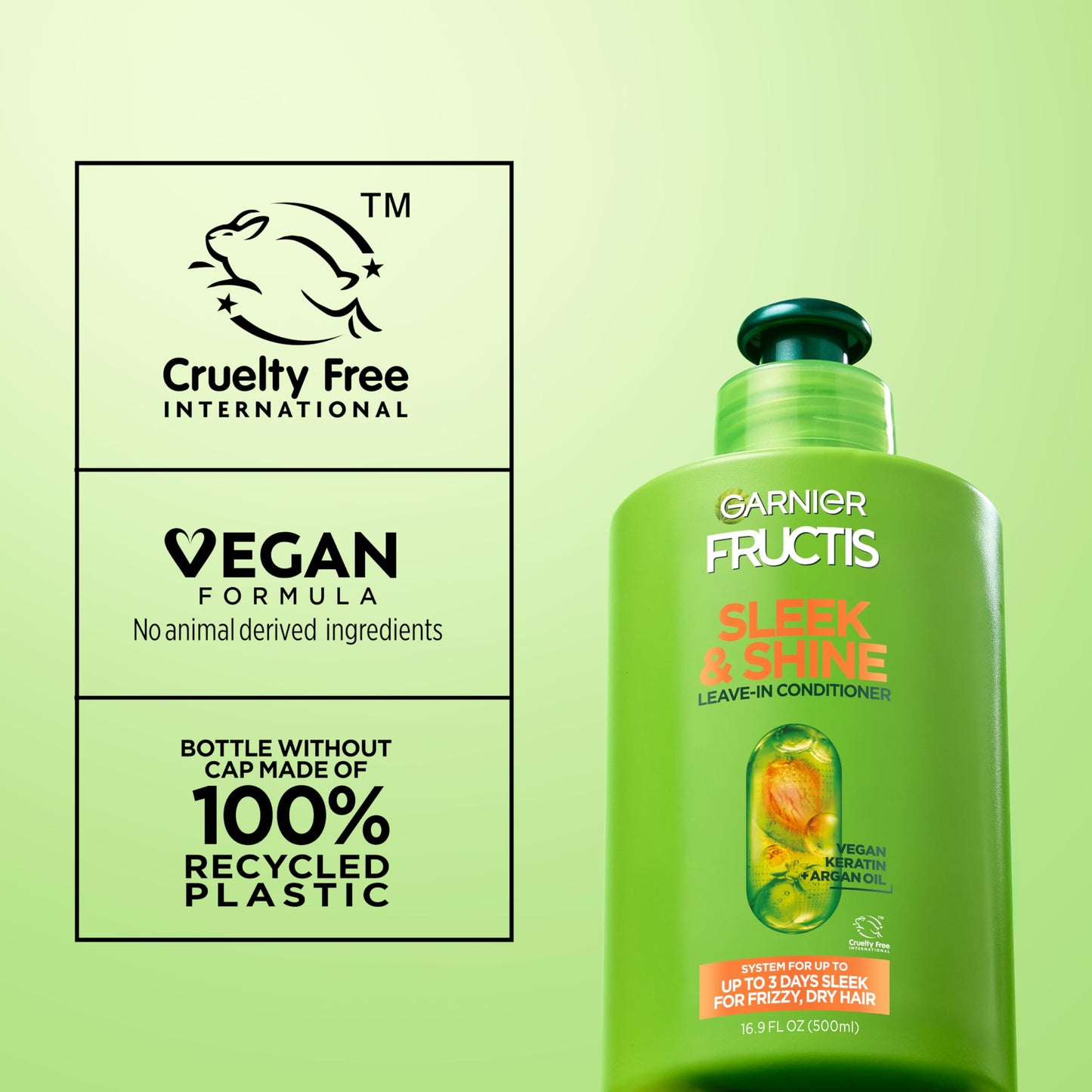 Garnier Fructis Sleek and Shine 10.2 fluid ounce bottle size reference