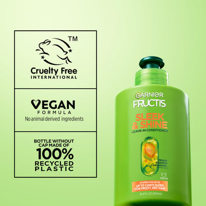 Garnier Fructis Sleek and Shine 10.2 fluid ounce bottle size reference