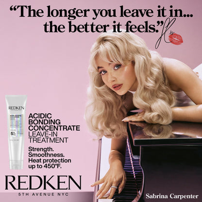 Close up of Redken Acidic Bonding Concentrate texture and bottle design