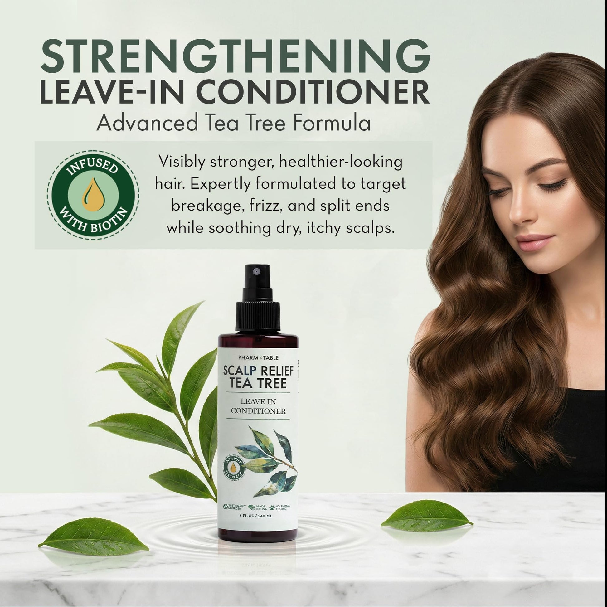 Pharm To Table tea tree spray showing hydrating scalp treatment benefits