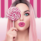 Close up of Pink Sugar perfume branding