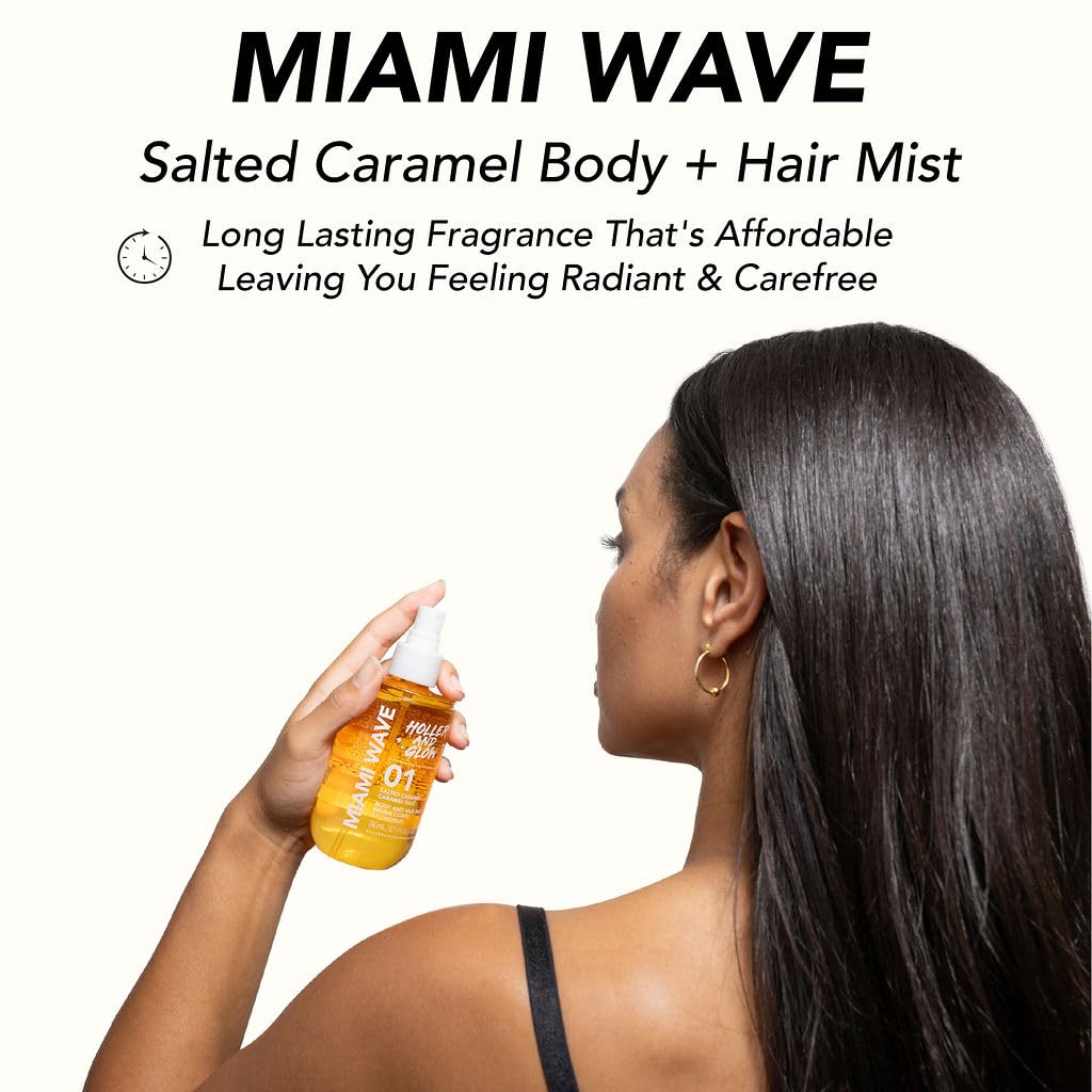 Holler and Glow warm vanilla and sweet coconut scented body spray for women.