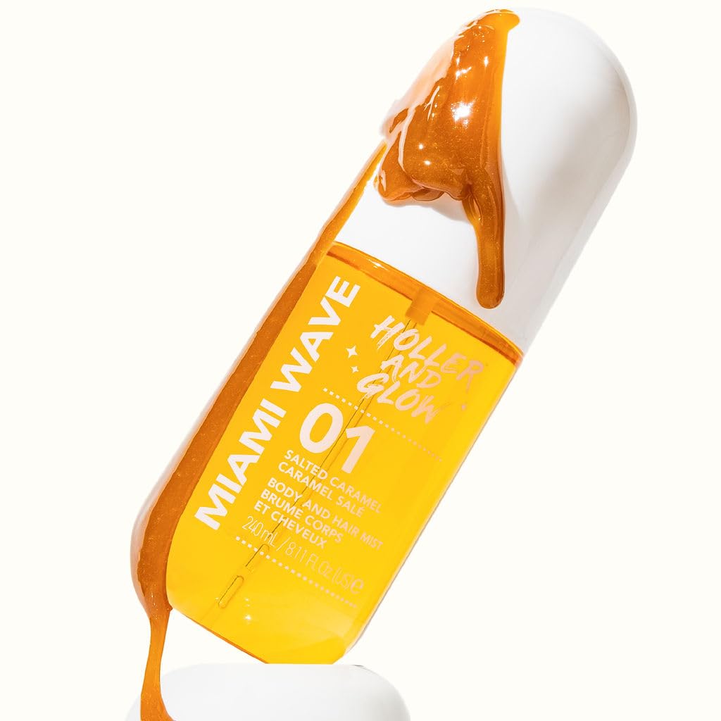 Imported USA beauty products featuring Holler and Glow fragrance mist.