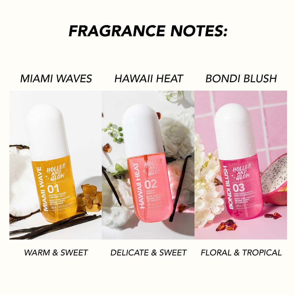 Salted caramel scented everyday hair and body fragrance bottle.