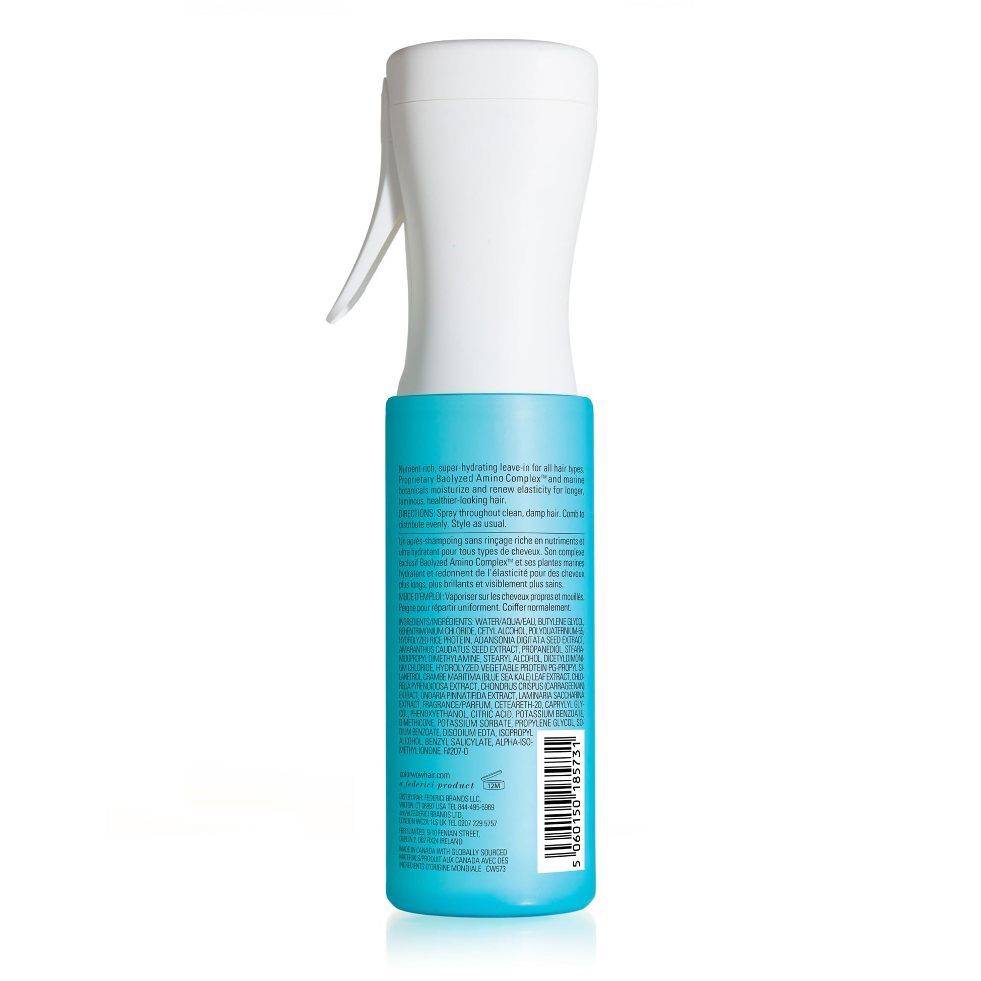Color Wow Money Mist bottle side profile showing product information