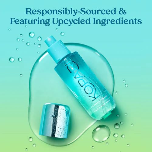 Authentic Kopari vanilla and coconut milk fragrance mist bottle upright angle