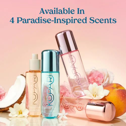 Kopari vegan and cruelty free hair fragrance bottle showcasing clear packaging design
