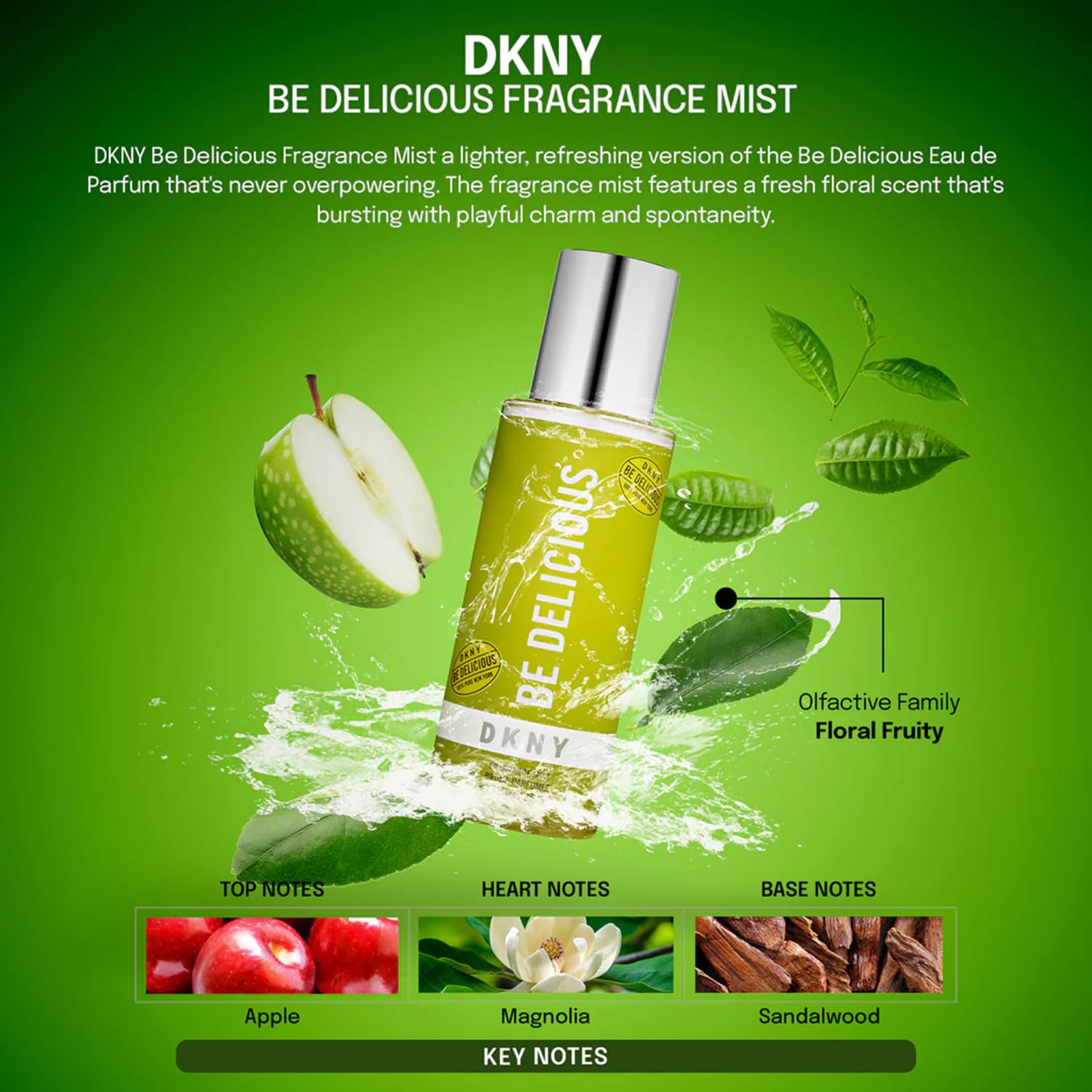 Authentic DKNY Be Delicious fragrance mist side profile