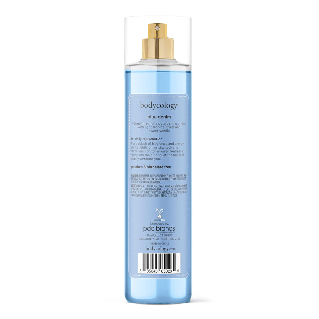Bodycology Blue Denim lightweight daily fragrance spray duo close up