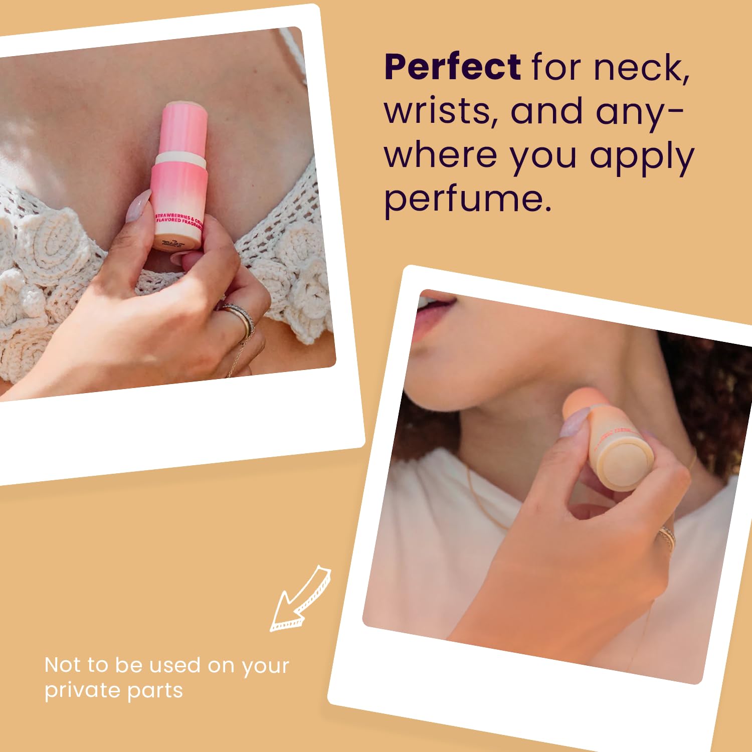 Side profile of SweetSpot portable pocket perfume showing the compact travel size dimensions.