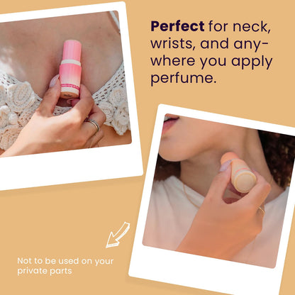 Side profile of SweetSpot portable pocket perfume showing the compact travel size dimensions.
